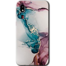 Galaxy A2 Core Kılıf Hd Desen Baskılı Arka Kapak + Esnek Nano Cam - Liquid Mermer
