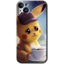 Gramaphone iPhone 14 Plus Kılıf Hd Desen Baskılı Arka Kapak + Kırılmaz Cam - Üzgün Pikaçu