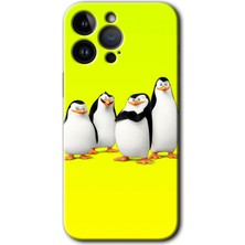 Gramaphone iPhone 14 Pro Kılıf Hd Desen Baskılı Arka Kapak + Esnek Nano Cam - Penguenler