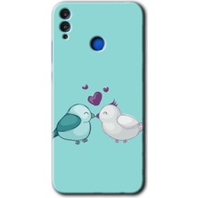Gramaphone Honor 8x Kılıf Hd Desen Baskılı Arka Kapak + Kırılmaz Cam - Mutlu Kuşlar