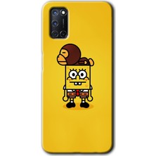 Gramaphone Oppo A72 Kılıf Hd Desen Baskılı Arka Kapak + Kırılmaz Cam - Sünger Bob