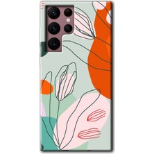 Galaxy S22 Ultra Kılıf Hd Desen Baskılı Arka Kapak + Kırılmaz Cam - Vektör Çiçekler