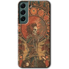 Galaxy S22 Kılıf Hd Desen Baskılı Arka Kapak + Esnek Nano Cam - İskelet Aşk