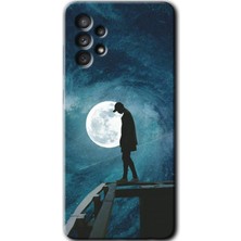 Gramaphone Galaxy A33 Kılıf Hd Desen Baskılı Arka Kapak + Esnek Nano Cam - Dolunay Yalnızlık