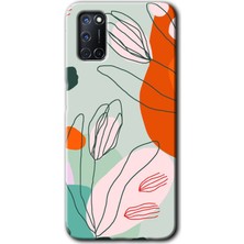 Gramaphone Oppo A92 Kılıf Hd Desen Baskılı Arka Kapak + Esnek Nano Cam - Vektör Çiçekler
