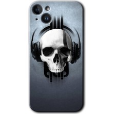 iPhone 14 Kılıf Hd Desen Baskılı Arka Kapak + Esnek Nano Cam - Müzik Kurukafa