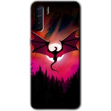Gramaphone Oppo A91 Kılıf Hd Desen Baskılı Arka Kapak + Kırılmaz Cam - Dragon Night