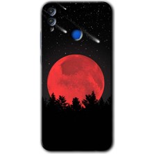 Gramaphone Honor 8x Kılıf Hd Desen Baskılı Arka Kapak + Esnek Nano Cam - Kanlı Ay