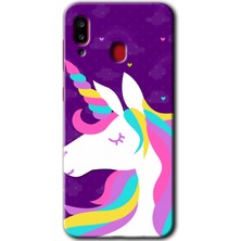 Gramaphone Galaxy A20 Kılıf Hd Desen Baskılı Arka Kapak + Esnek Nano Cam - Unicorn Sleep