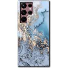 Gramaphone Galaxy S22 Ultra Kılıf Hd Desen Baskılı Arka Kapak + Esnek Nano Cam - Eski Mermer