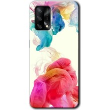 Oppo A54 Kılıf Hd Desen Baskılı Arka Kapak + Kırılmaz Cam - Gökkuşağı Color