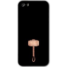 Gramaphone iPhone 5 Kılıf Hd Desen Baskılı Arka Kapak + Kırılmaz Cam - Thor Çekiç