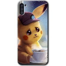 Galaxy A11 Kılıf Hd Desen Baskılı Arka Kapak + Esnek Nano Cam - Üzgün Pikaçu