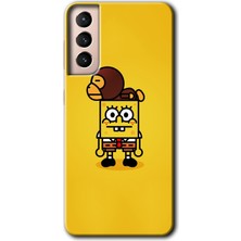 Gramaphone Galaxy S21 Kılıf Hd Desen Baskılı Arka Kapak + Esnek Nano Cam - Sünger Bob