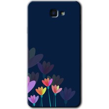 Gramaphone Galaxy J7 Prime 2 Kılıf Hd Desen Baskılı Arka Kapak + Kırılmaz Cam - Çizim Çiçekleri