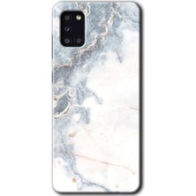 Galaxy A31 Kılıf Hd Desen Baskılı Arka Kapak + Esnek Nano Cam - White Marble