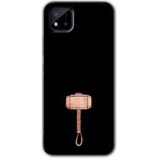 Gramaphone Realme C11 Kılıf Hd Desen Baskılı Arka Kapak + Esnek Nano Cam - Thor Çekiç