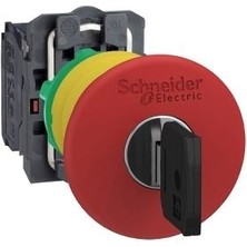 Schneider Electric XB5AS9445, Kırmızı Ø40 Acil Durdurma Basm Düğ Ø22 Tetik Mandllm Anahtarla Bırakılan 1na+1nk