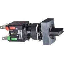 Schneider Electric XB6DD235B, Siyah Eksiksiz Dikdörtgen Mandal Buton Ø16 3 Konumlu Sabit 1na+1nk