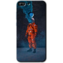 Gramaphone Honor 9 Lite Kılıf Hd Desen Baskılı Arka Kapak + Kırılmaz Cam - Smoke Astronot
