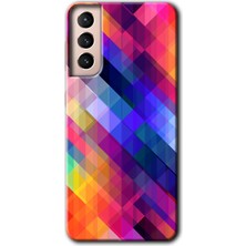 Gramaphone Galaxy S21 Plus Kılıf Hd Desen Baskılı Arka Kapak + Kırılmaz Cam - Multi Oblique