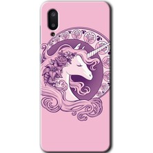 Galaxy A02 Kılıf Hd Desen Baskılı Arka Kapak + Esnek Nano Cam - Unicorn-Pembe