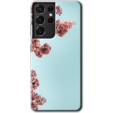 Gramaphone Galaxy S21 Ultra Kılıf Hd Desen Baskılı Arka Kapak + Esnek Nano Cam - Japon Çiçeği