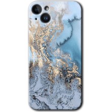 Gramaphone iPhone 14 Kılıf Hd Desen Baskılı Arka Kapak + Kırılmaz Cam - Eski Mermer