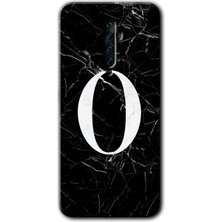 Gramaphone Oppo Reno 2z Kılıf Hd Desen Baskılı Arka Kapak - Siyah Mermer Desenli O Harfi