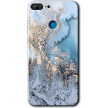 Honor 9 Lite Kılıf Hd Desen Baskılı Arka Kapak + Kırılmaz Cam - Eski Mermer