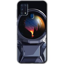 Gramaphone Galaxy M31 Kılıf Hd Desen Baskılı Arka Kapak + Esnek Nano Cam - Astronot