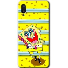 Galaxy A02 Kılıf Hd Desen Baskılı Arka Kapak + Kırılmaz Cam - Aşık Sünger Bob