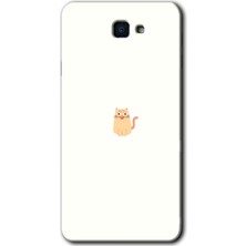 Gramaphone Galaxy J7 Prime 2 Kılıf Hd Desen Baskılı Arka Kapak + Kırılmaz Cam - Cat Minimalism