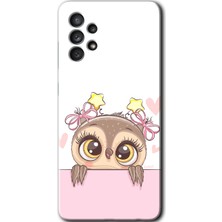 Gramaphone Galaxy A72 Kılıf Hd Desen Baskılı Arka Kapak + Kırılmaz Cam - Sevimli Baykuş