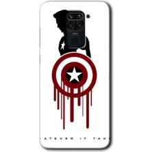 Gramaphone Redmi Note 9 Kılıf Hd Desen Baskılı Arka Kapak + Kırılmaz Cam - Captain Amerika