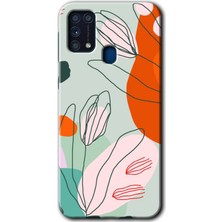 Gramaphone Galaxy M31 Kılıf Hd Desen Baskılı Arka Kapak + Esnek Nano Cam - Vektör Çiçekler