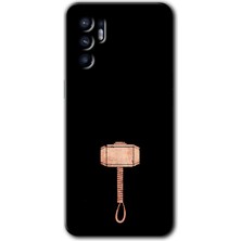 Gramaphone Oppo Reno 6 Kılıf Hd Desen Baskılı Arka Kapak + Kırılmaz Cam - Thor Çekiç