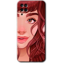 Galaxy M12 Kılıf Hd Desen Baskılı Arka Kapak + Kırılmaz Cam - Kızıl Kız