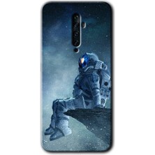 Gramaphone Oppo Reno 2z Kılıf Hd Desen Baskılı Arka Kapak + Esnek Nano Cam - Astronot Yalnızlığı