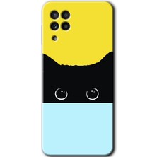 Gramaphone Galaxy M32 Kılıf Hd Desen Baskılı Arka Kapak + Esnek Nano Cam - Kara-Kedi