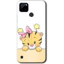 Gramaphone Realme C21 Kılıf Hd Desen Baskılı Arka Kapak + Kırılmaz Cam - Sevimli Kedi