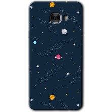 Galaxy C7 Kılıf Hd Desen Baskılı Arka Kapak + Kırılmaz Cam - Çizim Gezegen