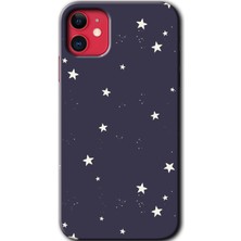 Gramaphone iPhone 11 Kılıf Hd Desen Baskılı Arka Kapak + Kırılmaz Cam - Gökyüzü Yıldız