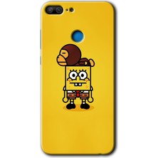 Gramaphone Honor 9 Lite Kılıf Hd Desen Baskılı Arka Kapak + Esnek Nano Cam - Sünger Bob