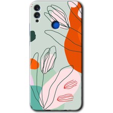 Gramaphone Honor 8x Kılıf Hd Desen Baskılı Arka Kapak + Kırılmaz Cam - Vektör Çiçekler