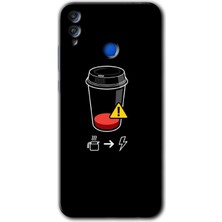 Gramaphone Honor 8x Kılıf Hd Desen Baskılı Arka Kapak + Kırılmaz Cam - Coffee Battery