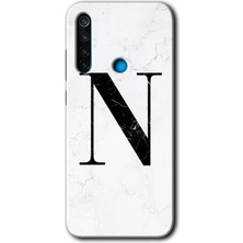 Gramaphone Redmi Note 8 Kılıf Hd Desen Baskılı Arka Kapak + Kırılmaz Cam - Beyaz Mermer Desenli O Harfi