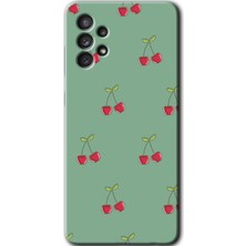 Galaxy A13 Kılıf Hd Desen Baskılı Arka Kapak + Kırılmaz Cam - Kiraz Berry
