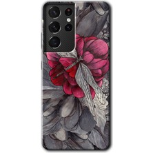 Gramaphone Galaxy S21 Ultra Kılıf Hd Desen Baskılı Arka Kapak + Esnek Nano Cam - Kelebek Ömrü