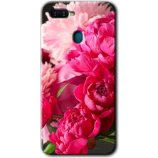 Oppo A5S Kılıf Hd Desen Baskılı Arka Kapak + Esnek Nano Cam - Kırmızı Beyaz Gül
